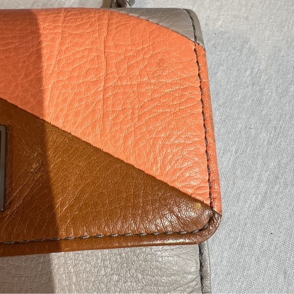 FOSSIL Cowhide Leather Trifold Color-block Wallet- Grey, Hot Pink, Peach, Brown - Picture 8 of 9